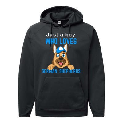 Just A Boy Who Loves German Shepherds Performance Fleece Hoodie