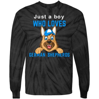 Just A Boy Who Loves German Shepherds Tie-Dye Long Sleeve Shirt