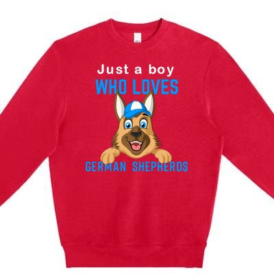 Just A Boy Who Loves German Shepherds Premium Crewneck Sweatshirt