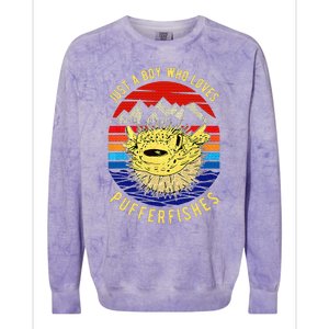 Just A Boy Who Loves Pufferfishes Puffer Fish Colorblast Crewneck Sweatshirt