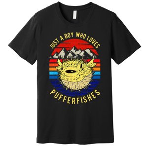 Just A Boy Who Loves Pufferfishes Puffer Fish Premium T-Shirt