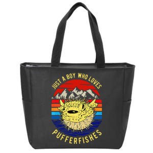 Just A Boy Who Loves Pufferfishes Puffer Fish Zip Tote Bag