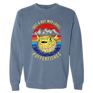 Just A Boy Who Loves Pufferfishes Puffer Fish Garment-Dyed Sweatshirt