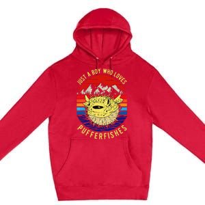 Just A Boy Who Loves Pufferfishes Puffer Fish Premium Pullover Hoodie