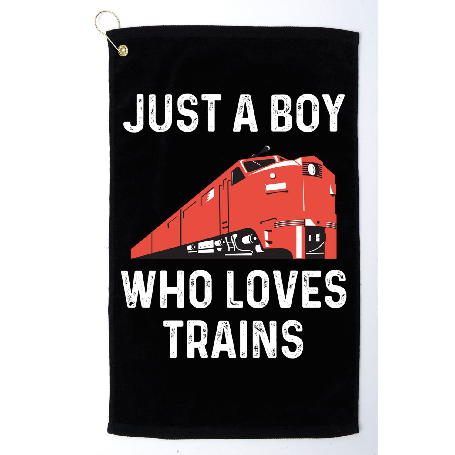 Just A Boy Who Loves Trains Great Gift Cool Boys Trainspotting Gift Golf Towel