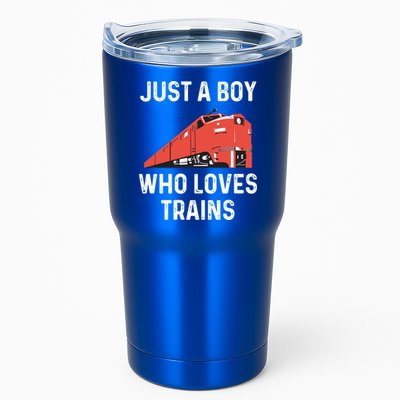 Just A Boy Who Loves Trains Great Gift Cool Boys Trainspotting Gift Tumbler
