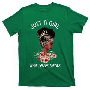 Just Afro Black Girl Who Loves Reading Books Bookish Reader T-Shirt