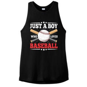 Just A Boy Who Loves Baseball Funny Baseball Player Ladies PosiCharge Tri-Blend Wicking Tank