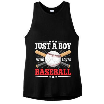 Just A Boy Who Loves Baseball Funny Baseball Player Ladies PosiCharge Tri-Blend Wicking Tank