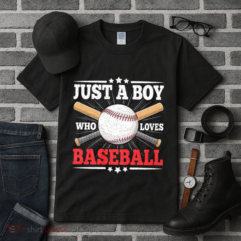 Just A Boy Who Loves Baseball Funny Baseball Player Tall T-Shirt