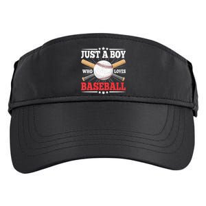 Just A Boy Who Loves Baseball Funny Baseball Player Adult Drive Performance Visor