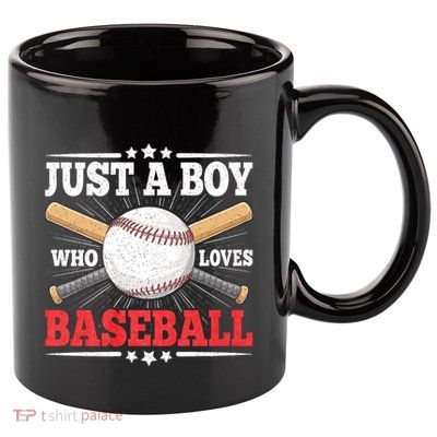 Just A Boy Who Loves Baseball Funny Baseball Player 11oz C Handle Ceramic Mug