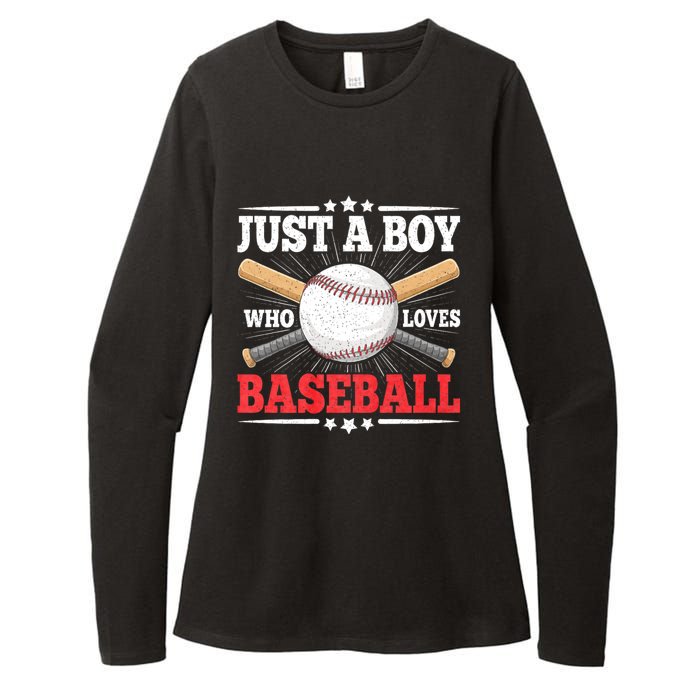 Just A Boy Who Loves Baseball Funny Baseball Player Womens CVC Long Sleeve Shirt