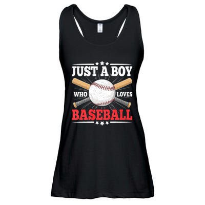 Just A Boy Who Loves Baseball Funny Baseball Player Ladies Essential Flowy Tank