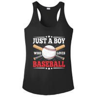 Just A Boy Who Loves Baseball Funny Baseball Player Ladies PosiCharge Competitor Racerback Tank