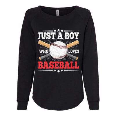 Just A Boy Who Loves Baseball Funny Baseball Player Womens California Wash Sweatshirt