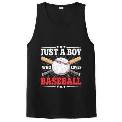 Just A Boy Who Loves Baseball Funny Baseball Player PosiCharge Competitor Tank