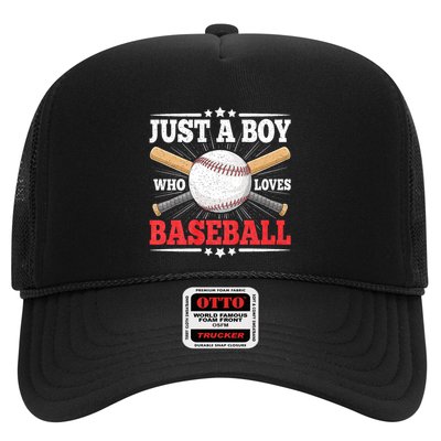 Just A Boy Who Loves Baseball Funny Baseball Player Trucker Hat