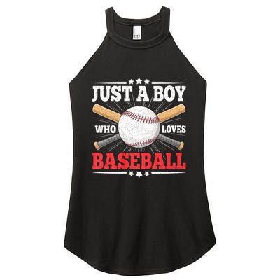 Just A Boy Who Loves Baseball Funny Baseball Player Women's Perfect Tri Rocker Tank