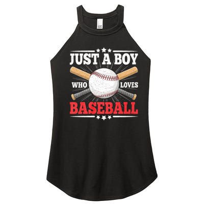 Just A Boy Who Loves Baseball Funny Baseball Player Women's Perfect Tri Rocker Tank