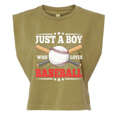 Just A Boy Who Loves Baseball Funny Baseball Player Garment-Dyed Women's Muscle Tee