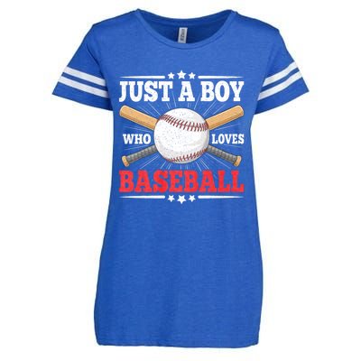 Just A Boy Who Loves Baseball Funny Baseball Player Enza Ladies Jersey Football T-Shirt