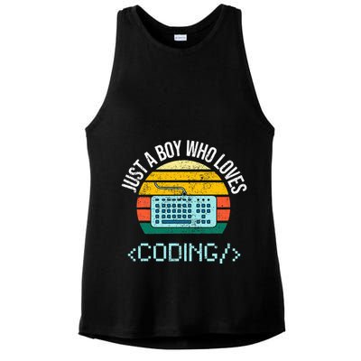 Just A Boy Who Loves Coding Computer Ladies PosiCharge Tri-Blend Wicking Tank