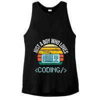 Just A Boy Who Loves Coding Computer Ladies PosiCharge Tri-Blend Wicking Tank