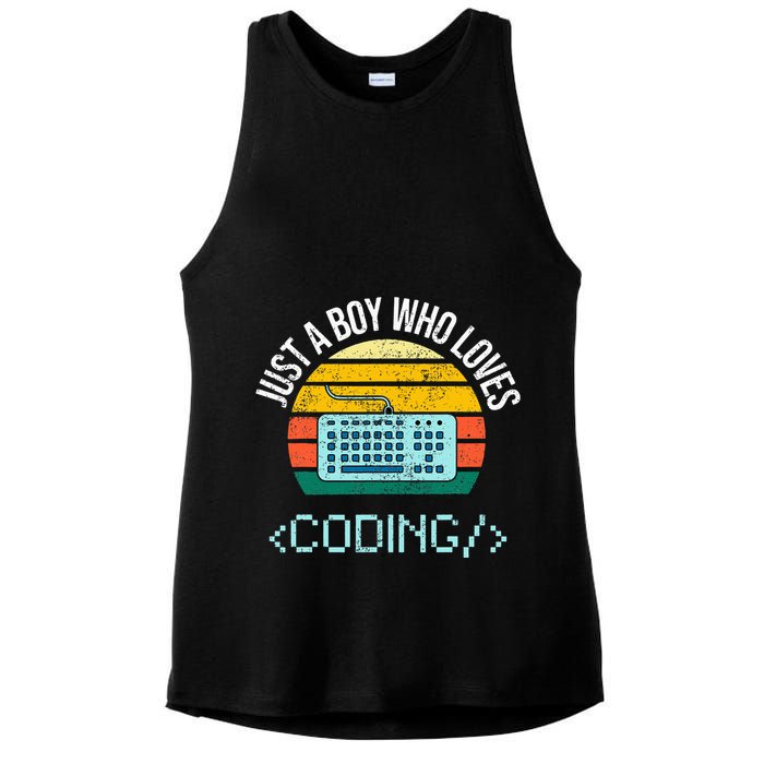 Just A Boy Who Loves Coding Computer Ladies PosiCharge Tri-Blend Wicking Tank