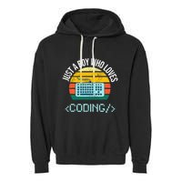 Just A Boy Who Loves Coding Computer Garment-Dyed Fleece Hoodie