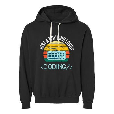 Just A Boy Who Loves Coding Computer Garment-Dyed Fleece Hoodie