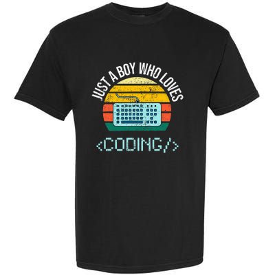 Just A Boy Who Loves Coding Computer Garment-Dyed Heavyweight T-Shirt