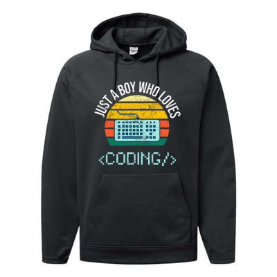 Just A Boy Who Loves Coding Computer Performance Fleece Hoodie