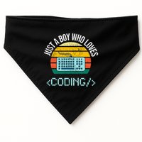 Just A Boy Who Loves Coding Computer USA-Made Doggie Bandana