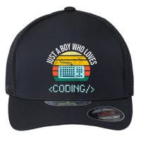 Just A Boy Who Loves Coding Computer Flexfit Unipanel Trucker Cap