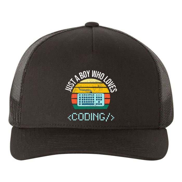 Just A Boy Who Loves Coding Computer Yupoong Adult 5-Panel Trucker Hat