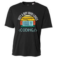 Just A Boy Who Loves Coding Computer Cooling Performance Crew T-Shirt