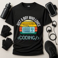 Just A Boy Who Loves Coding Computer Performance Shirt