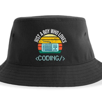 Just A Boy Who Loves Coding Computer Sustainable Bucket Hat