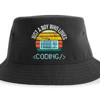 Just A Boy Who Loves Coding Computer Sustainable Bucket Hat