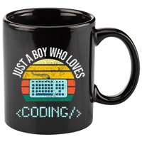 Just A Boy Who Loves Coding Computer 11oz C Handle Ceramic Mug