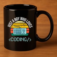 Just A Boy Who Loves Coding Computer 11oz C Handle Ceramic Mug