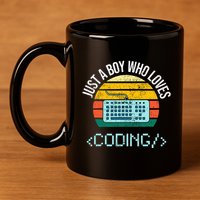 Just A Boy Who Loves Coding Computer 11oz C Handle Ceramic Mug