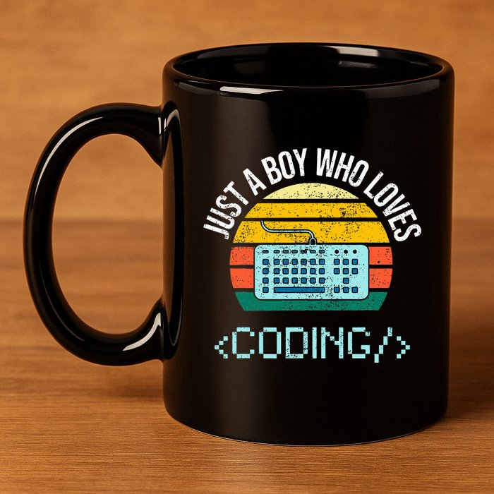 Just A Boy Who Loves Coding Computer 11oz C Handle Ceramic Mug