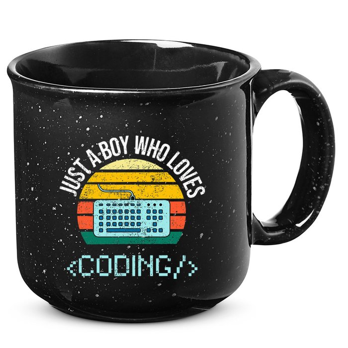 Just A Boy Who Loves Coding Computer 15oz Campfire Ceramic Mug