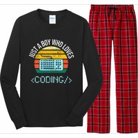 Just A Boy Who Loves Coding Computer Long Sleeve Pajama Set