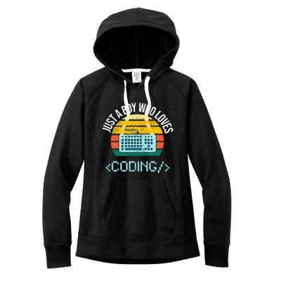 Just A Boy Who Loves Coding Computer Women's Fleece Hoodie