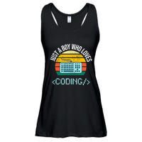 Just A Boy Who Loves Coding Computer Ladies Essential Flowy Tank