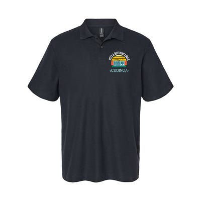 Just A Boy Who Loves Coding Computer Softstyle Adult Sport Polo