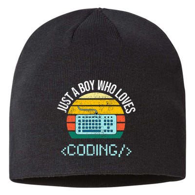 Just A Boy Who Loves Coding Computer Sustainable Beanie